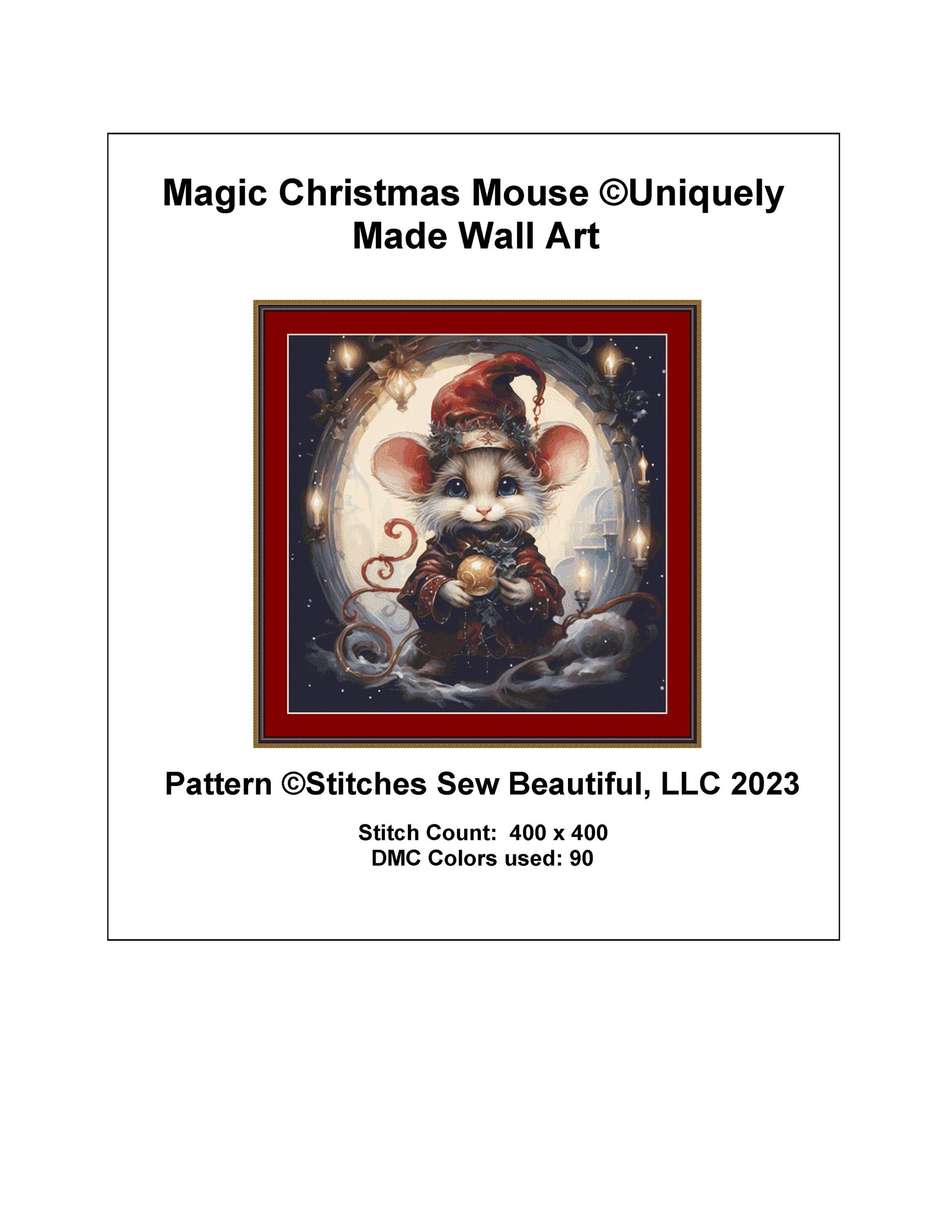 Magic Christmas Mouse cross stitch pattern by UniquelyMadeWallArt