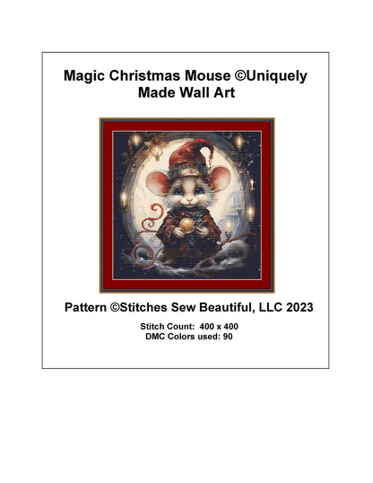 Magic Christmas Mouse cross stitch pattern by UniquelyMadeWallArt