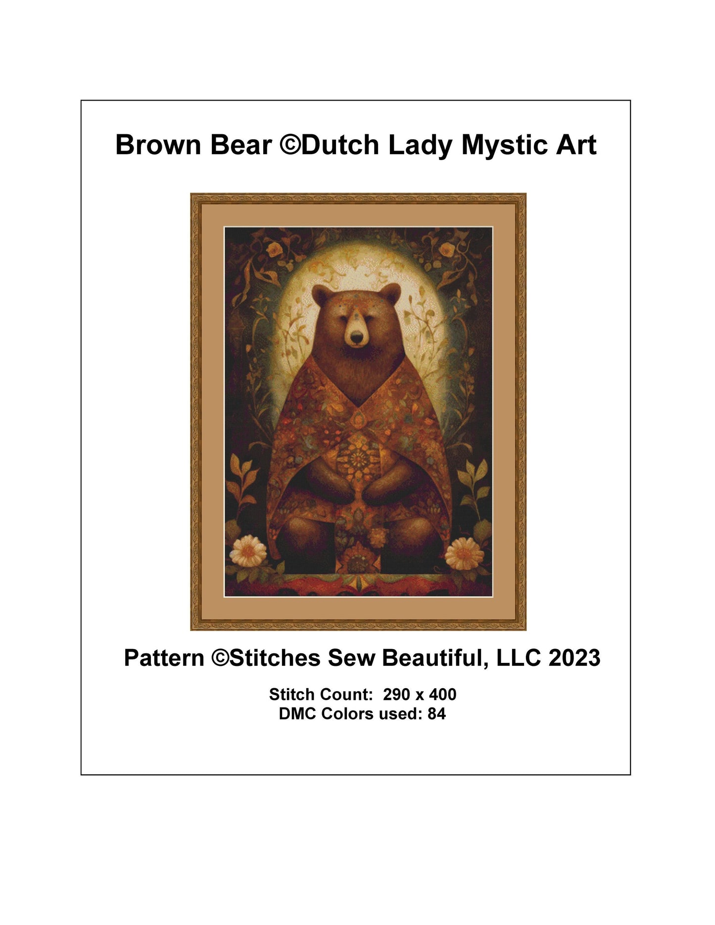 Brown Bear cross stitch pattern by DutchLadyMysticArt