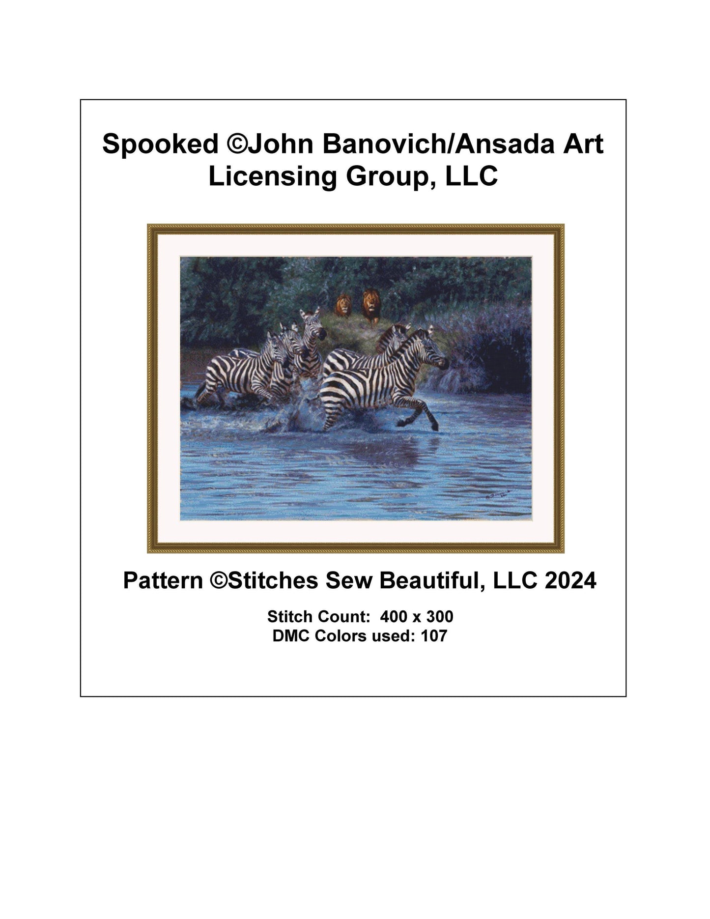 Spooked cross stitch pattern by John Banovich/Ansada Art Licensing Group, LLC