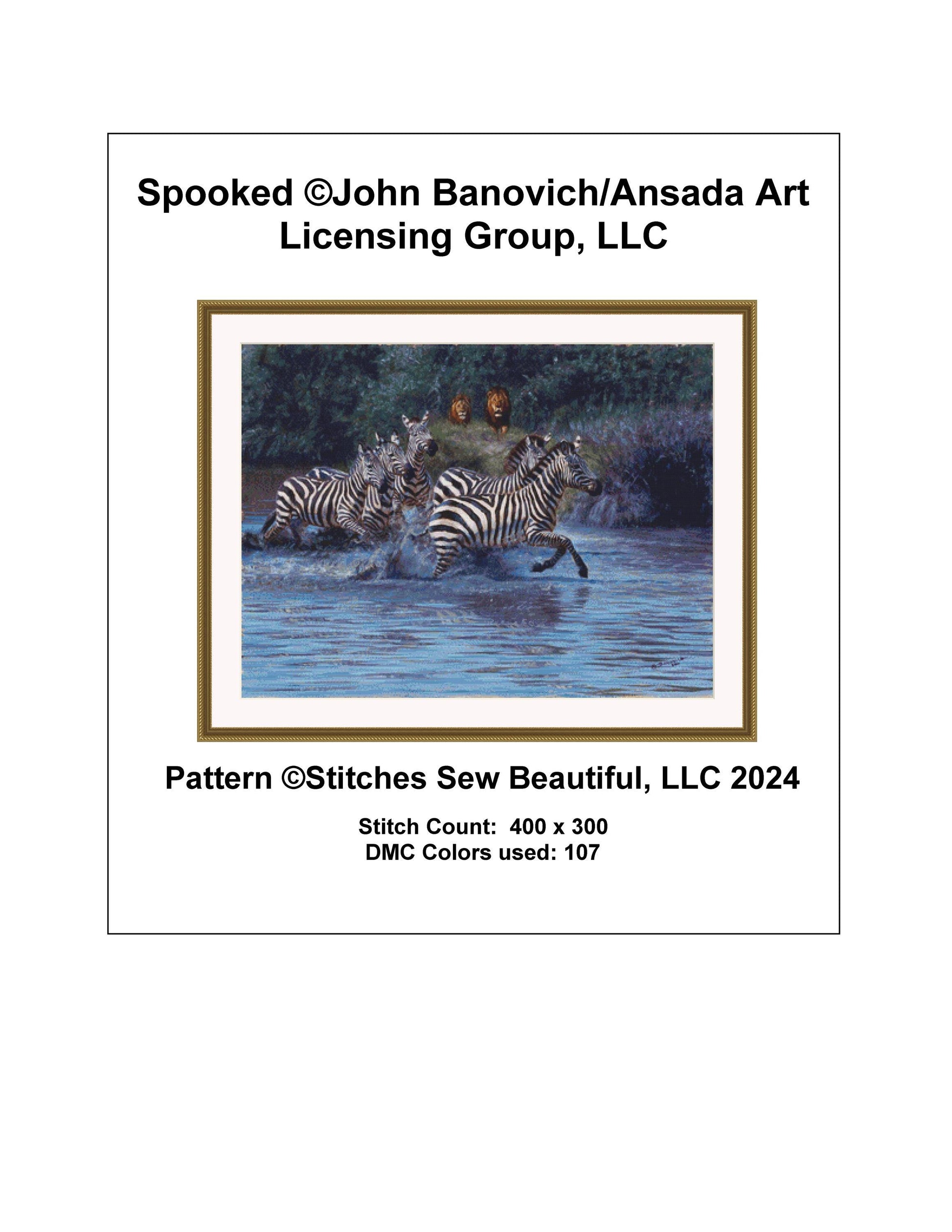 Spooked cross stitch pattern by John Banovich/Ansada Art Licensing Group, LLC