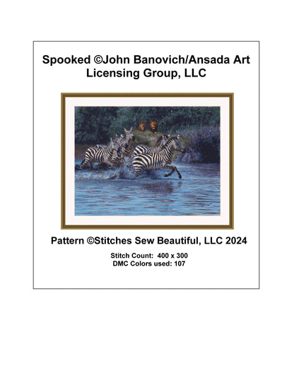 Spooked cross stitch pattern by John Banovich/Ansada Art Licensing Group, LLC