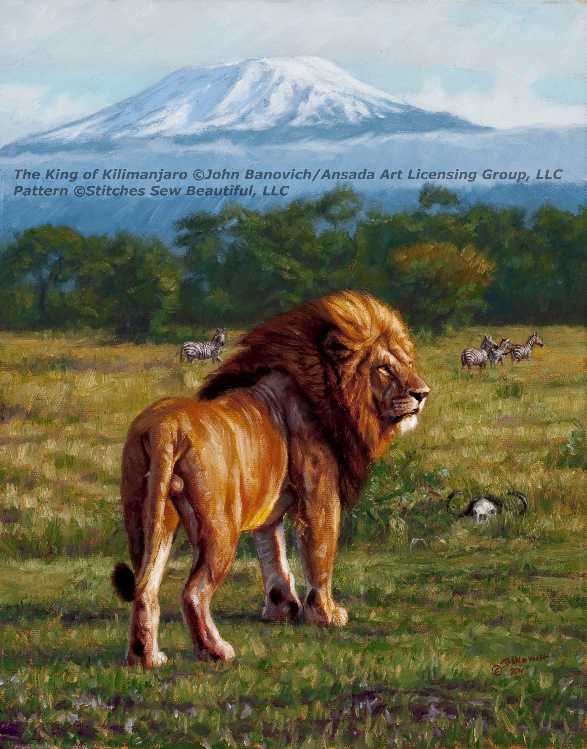 The King of Kilimanjaro cross stitch pattern by John Banovich/Ansada Art Licensing Group, LLC