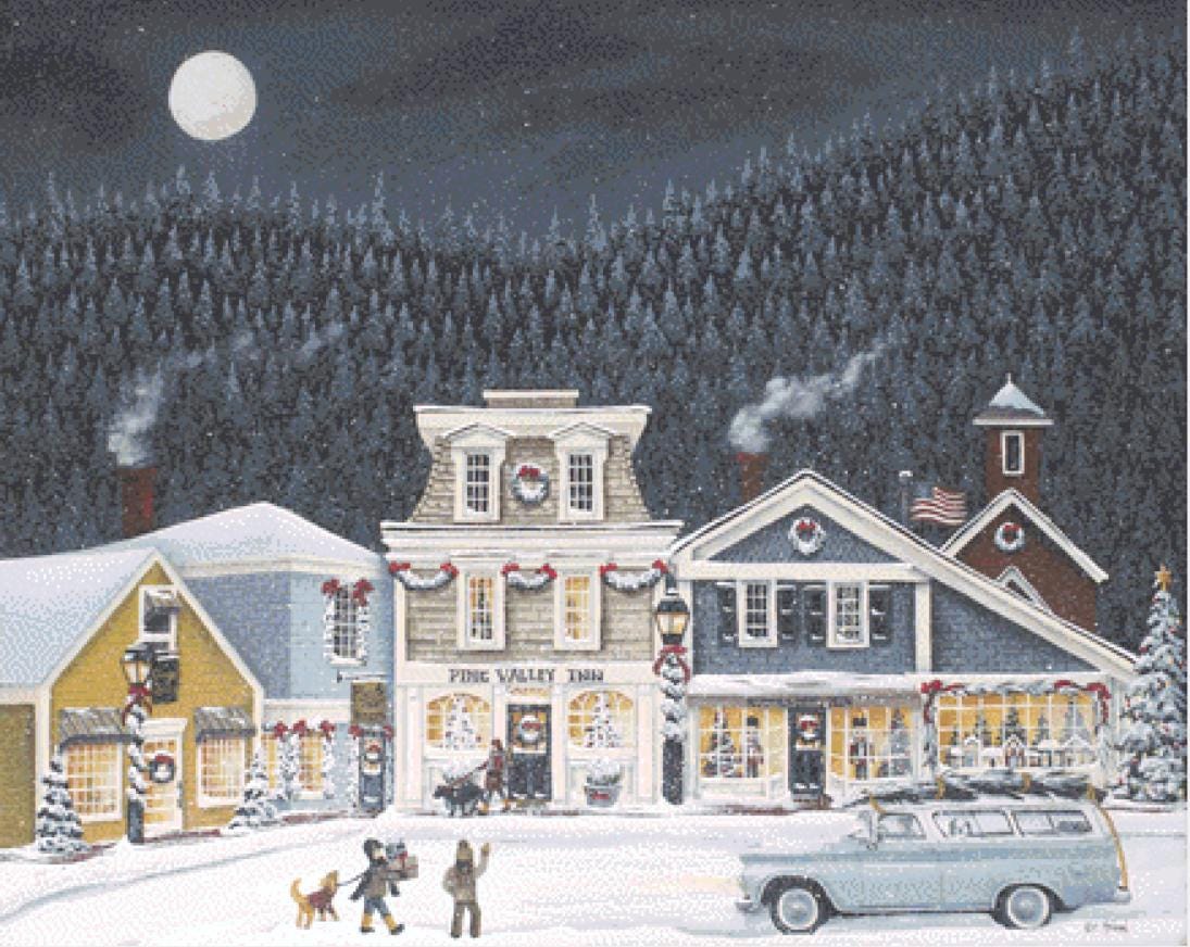 Christmas in Pine Valley counted cross stitch pattern by Catherine Holman/Ansada Art Licensing Group, LLC