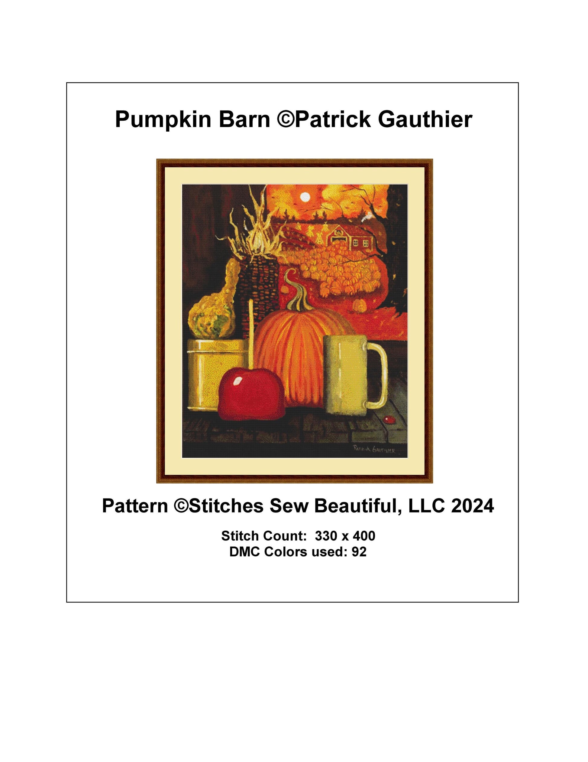Pumpkin Barn counted cross stitch pattern by Patrick Gauthier