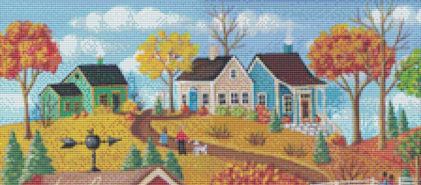 Hayride counted cross stitch pattern by Kim Leo licensed by JMS Art Licensing