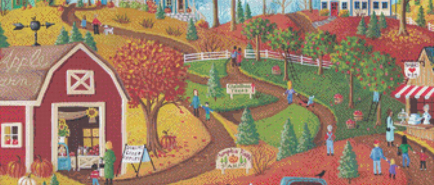 Hayride counted cross stitch pattern by Kim Leo licensed by JMS Art Licensing