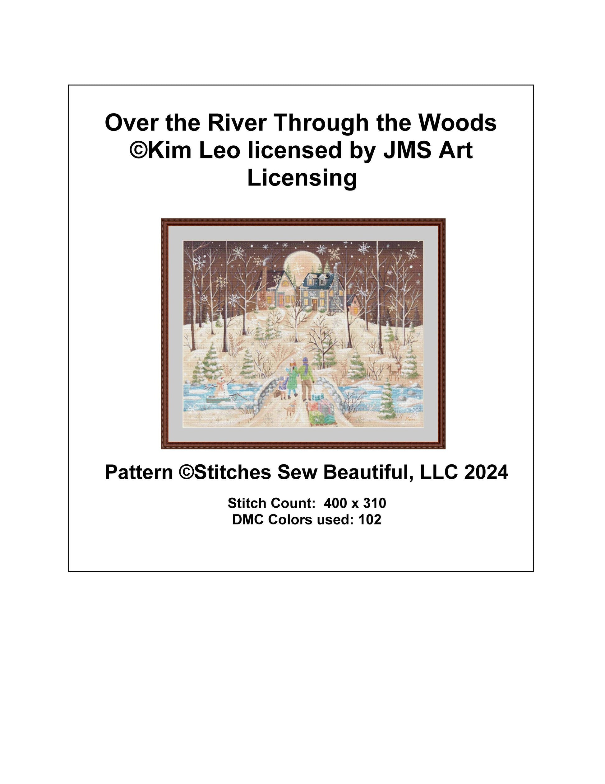 Over the River Through the Woods counted cross stitch pattern by Kim Leo licensed by JMS Art Licensing
