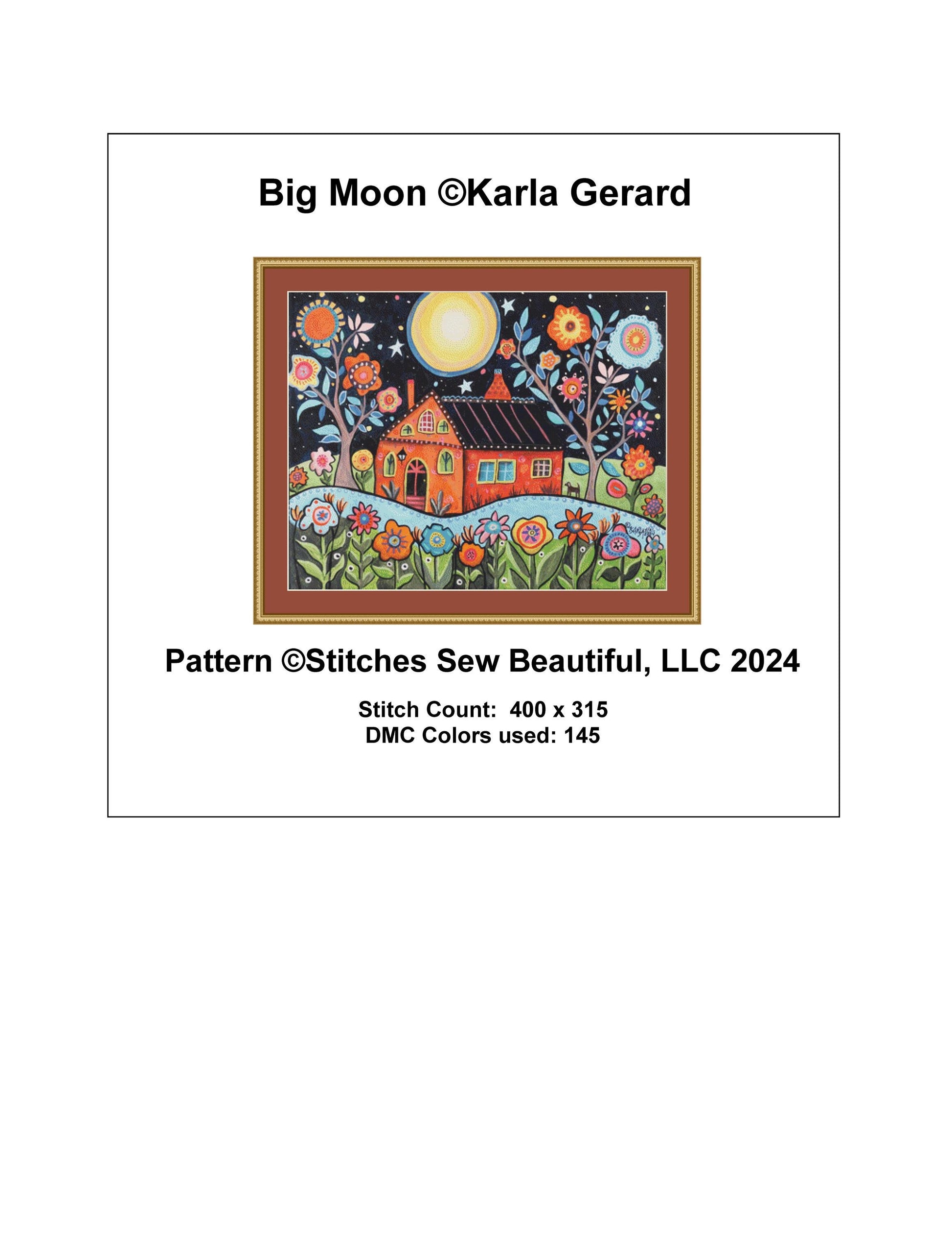 Big Moon counted cross stitch pattern by Karla Gerard