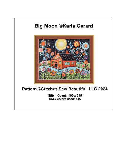 Big Moon counted cross stitch pattern by Karla Gerard