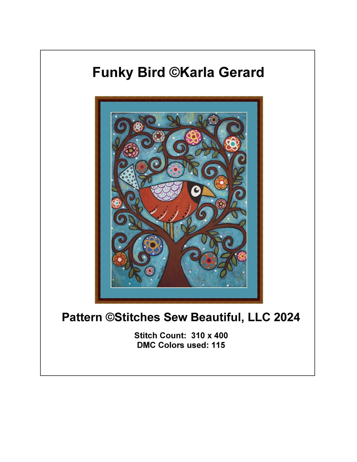 Funky Bird counted cross stitch pattern by Karla Gerard