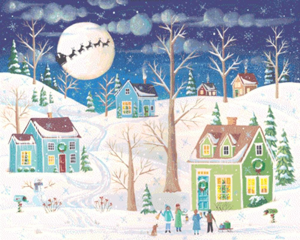 Christmas Carolers cross stitch pattern by Kim Leo licensed by JMS Art Licensing