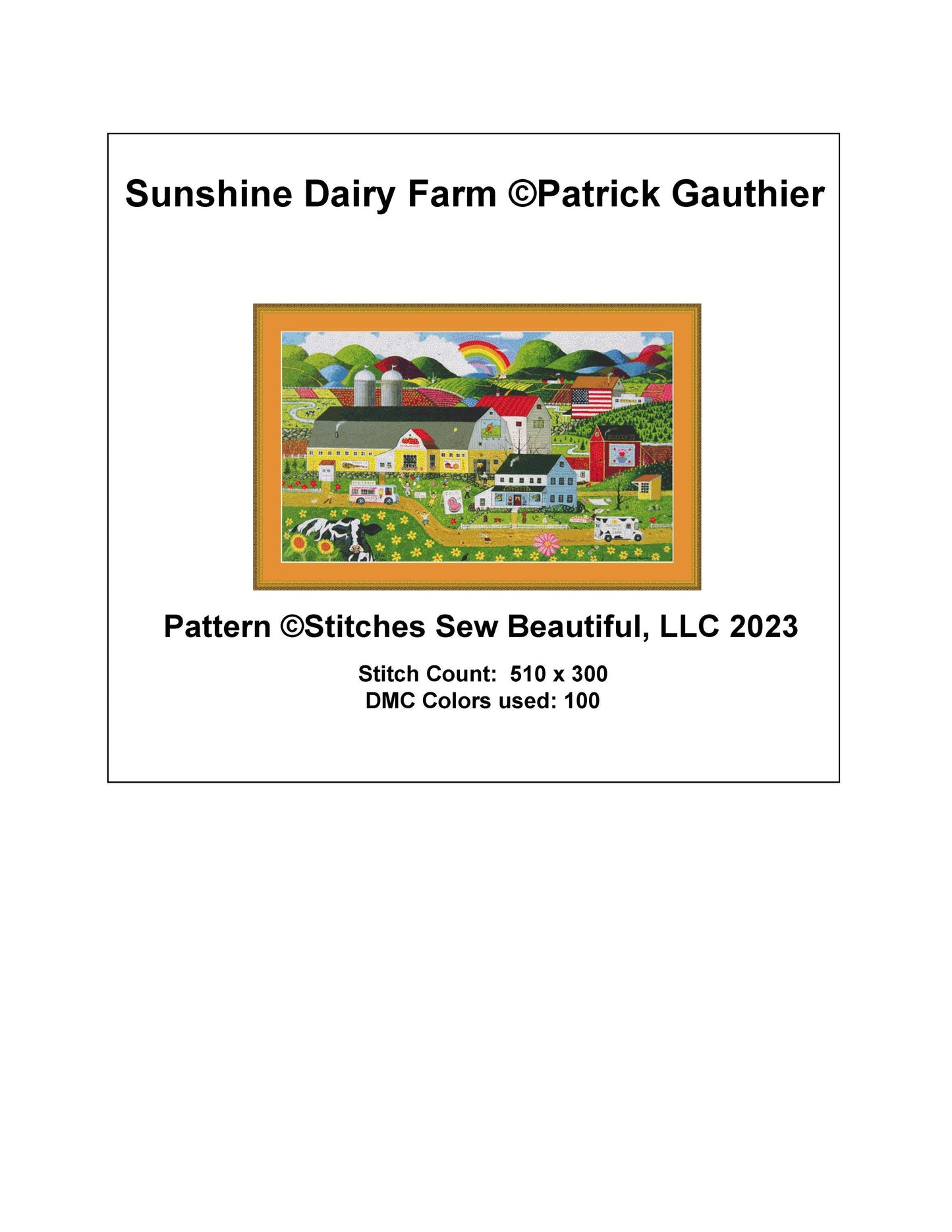 Sunshine Dairy Farm cross stitch pattern by Patrick Gauthier