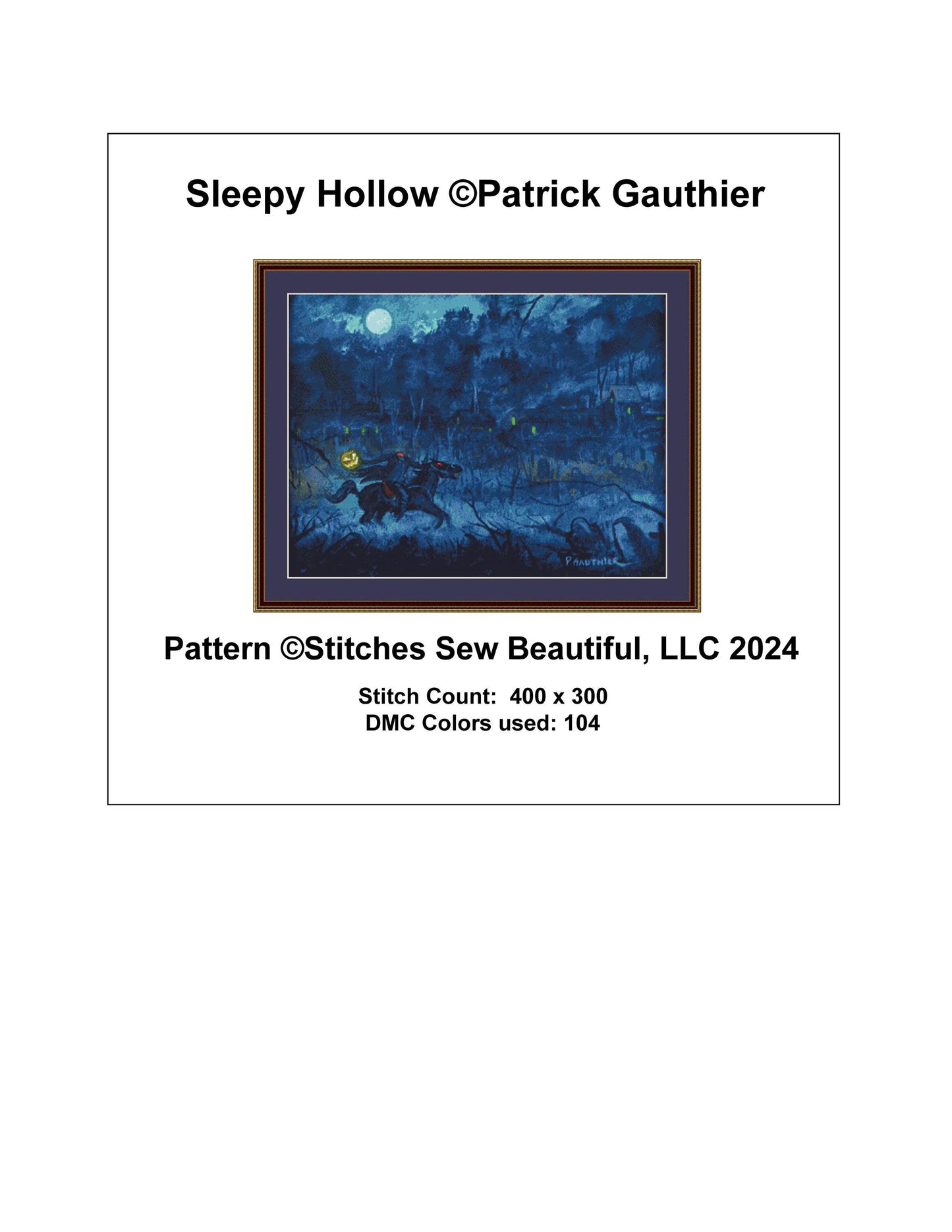 Sleepy Hollow cross stitch pattern by Patrick Gauthier