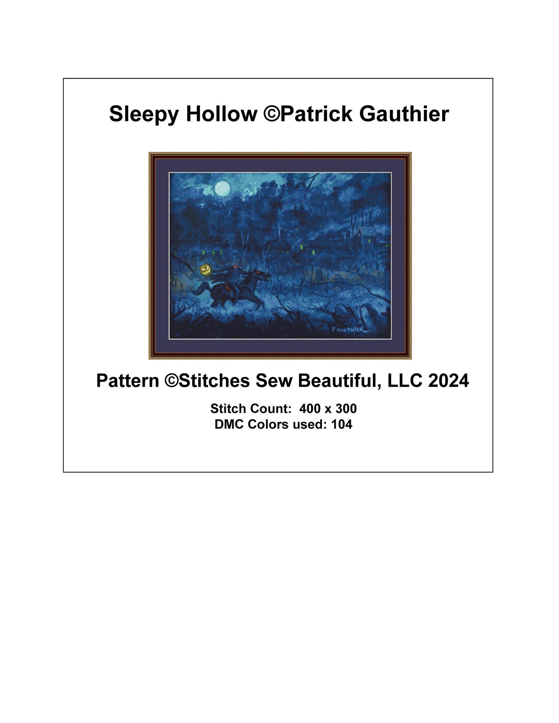 Sleepy Hollow cross stitch pattern by Patrick Gauthier