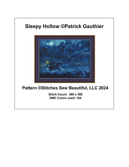 Sleepy Hollow cross stitch pattern by Patrick Gauthier
