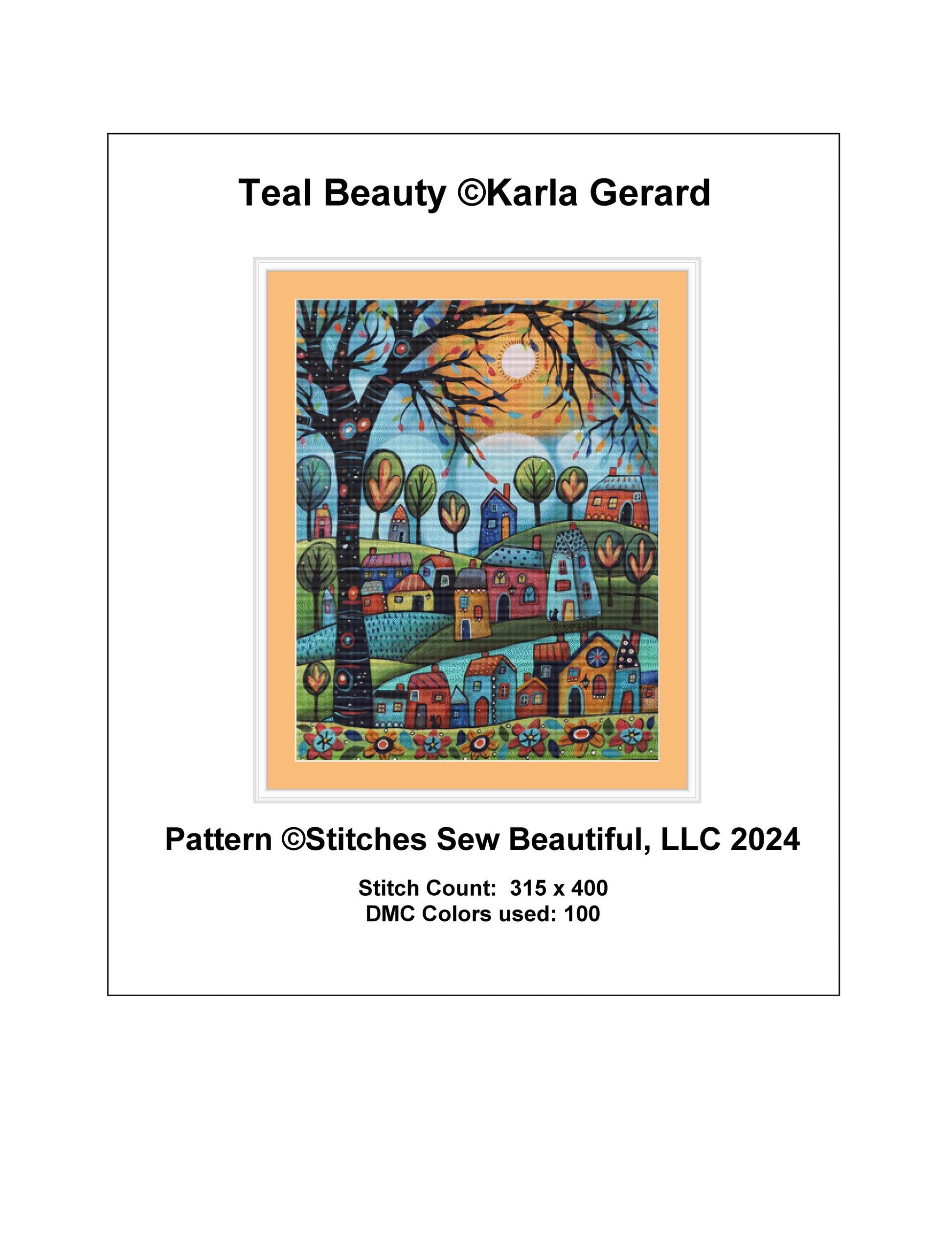 Teal Beauty counted cross stitch pattern by Karla Gerard