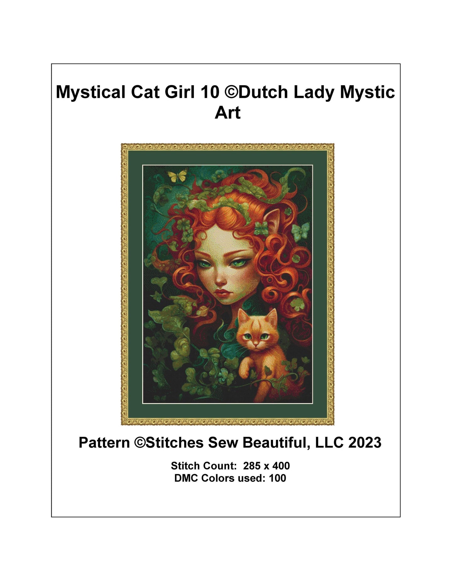 Mystical Cat Girl 10 cross stitch pattern by DutchLadyMysticArt