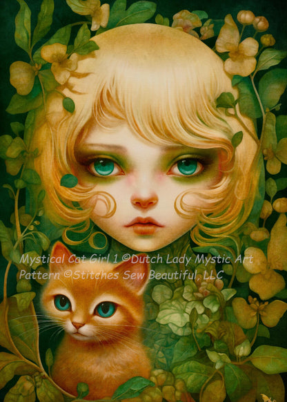 Mystical Cat Girl 1 cross stitch pattern by DutchLadyMysticArt