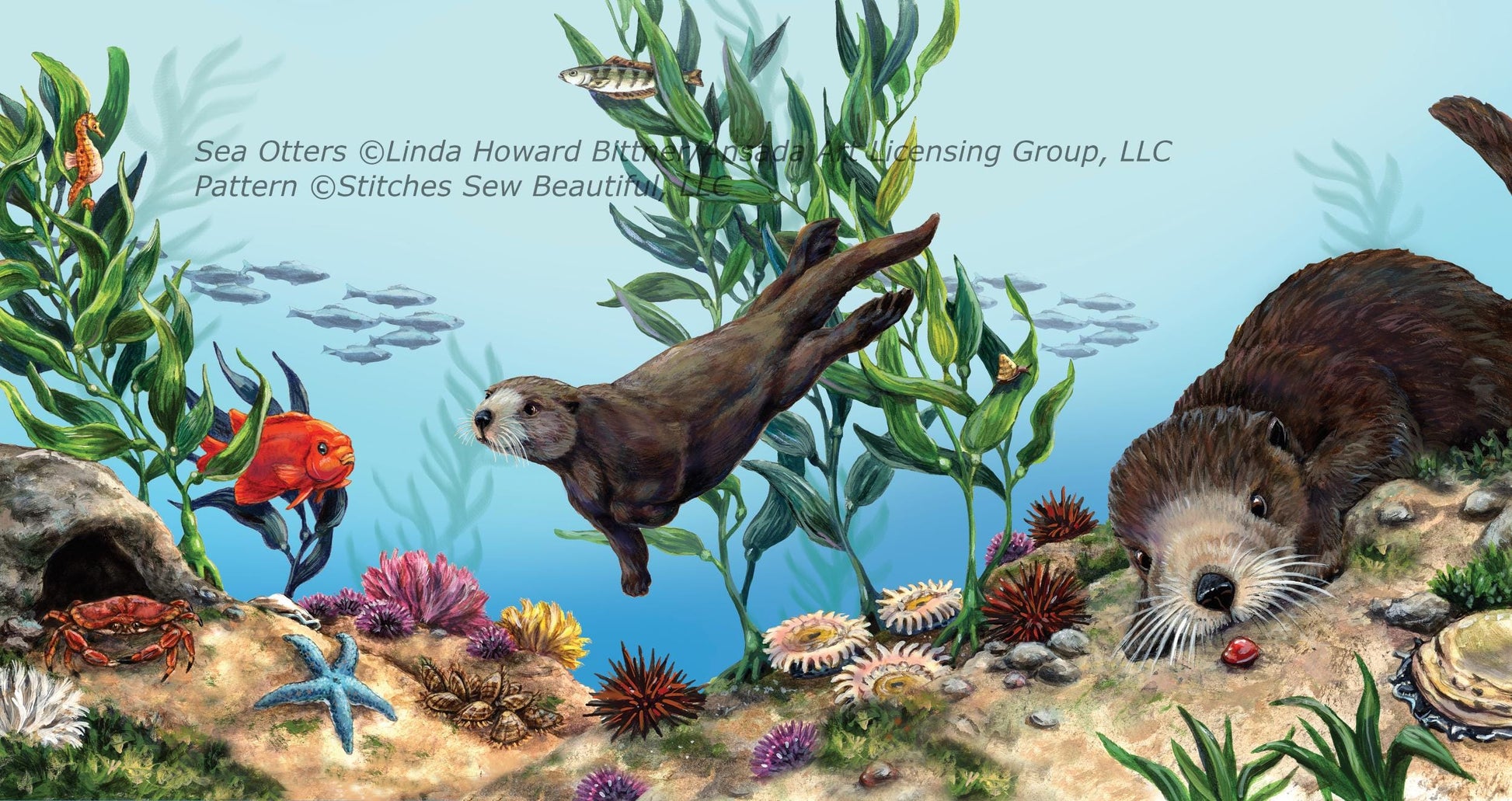 Sea Otters cross stitch pattern by Linda Howard Bittner/Ansada Art Licensing Group, LLC.