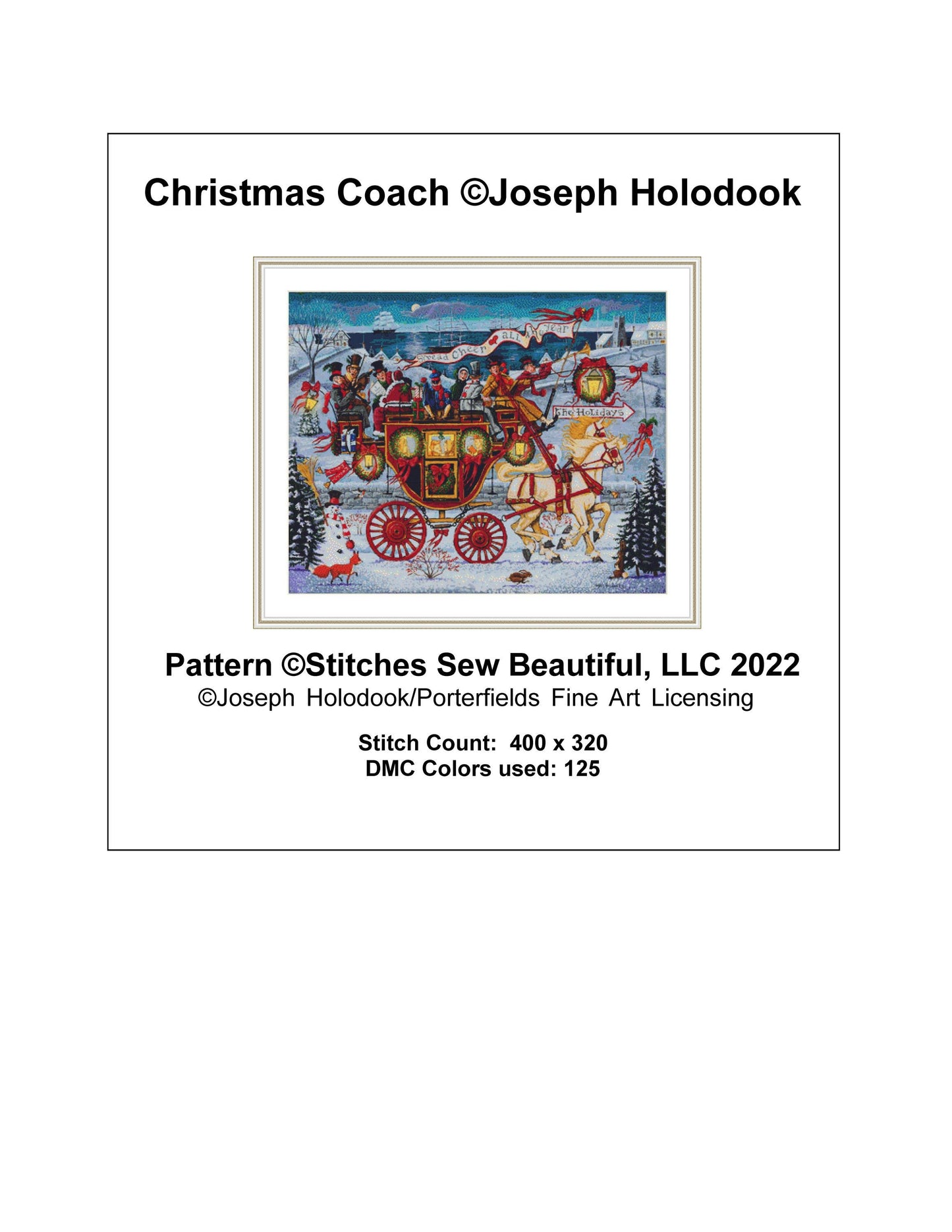 Christmas Coach cross stitch pattern by Joseph Holodook/Porterfields Fine Art Licensing