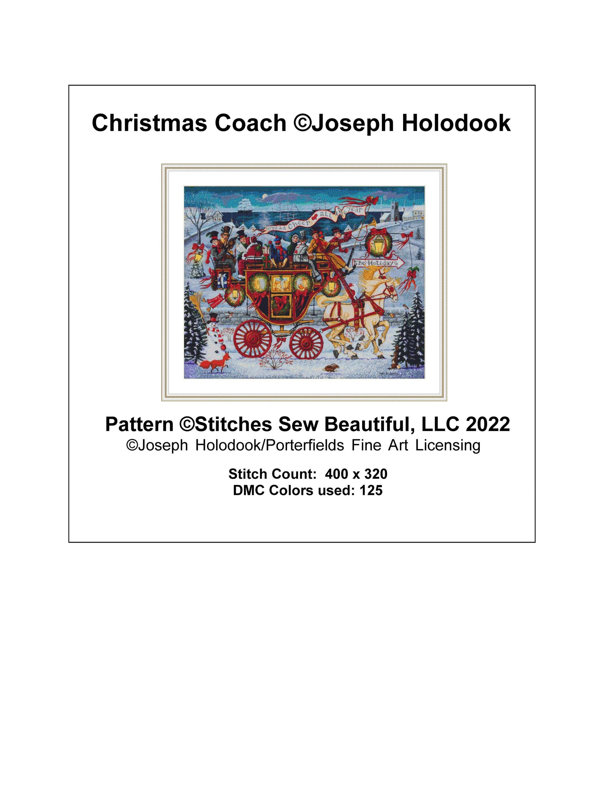 Christmas Coach cross stitch pattern by Joseph Holodook/Porterfields Fine Art Licensing