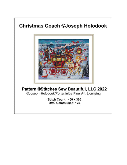 Christmas Coach cross stitch pattern by Joseph Holodook/Porterfields Fine Art Licensing