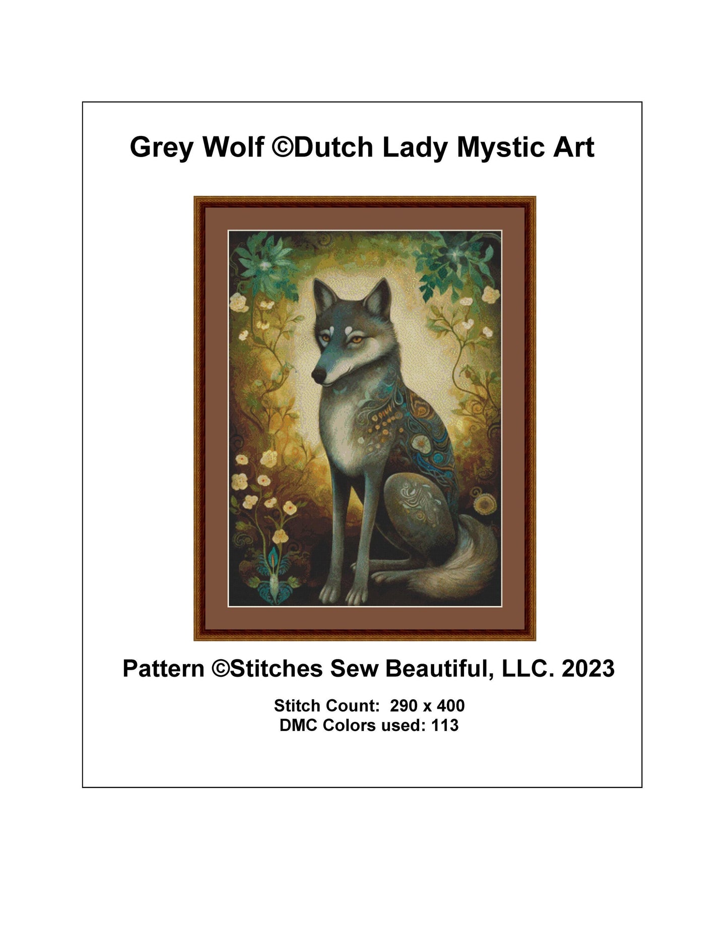 Grey Wolf cross stitch pattern by DutchLadyMysticArt