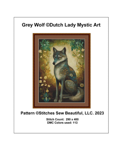Grey Wolf cross stitch pattern by DutchLadyMysticArt