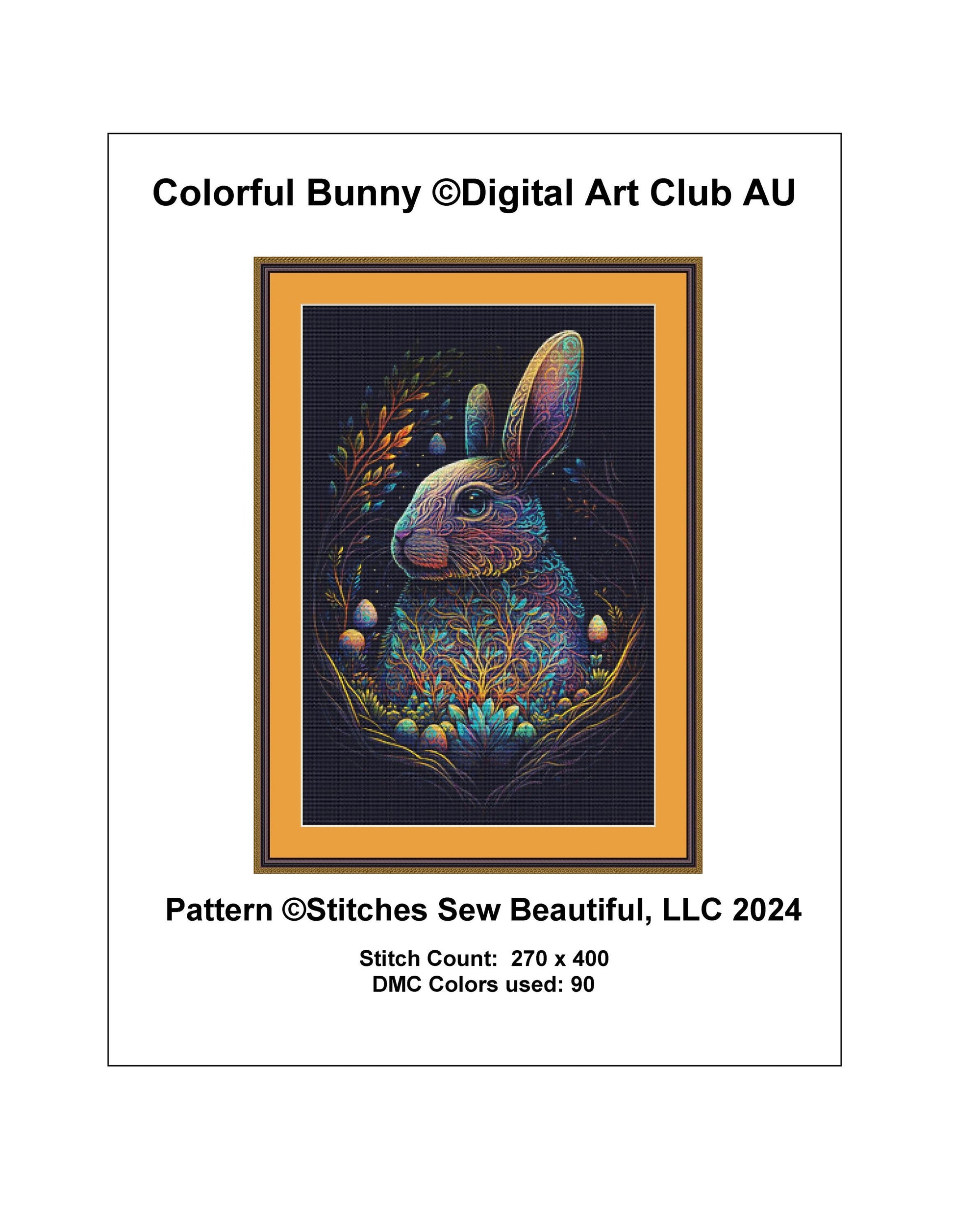 Colorful Bunny cross stitch pattern by Digital Art Club AU