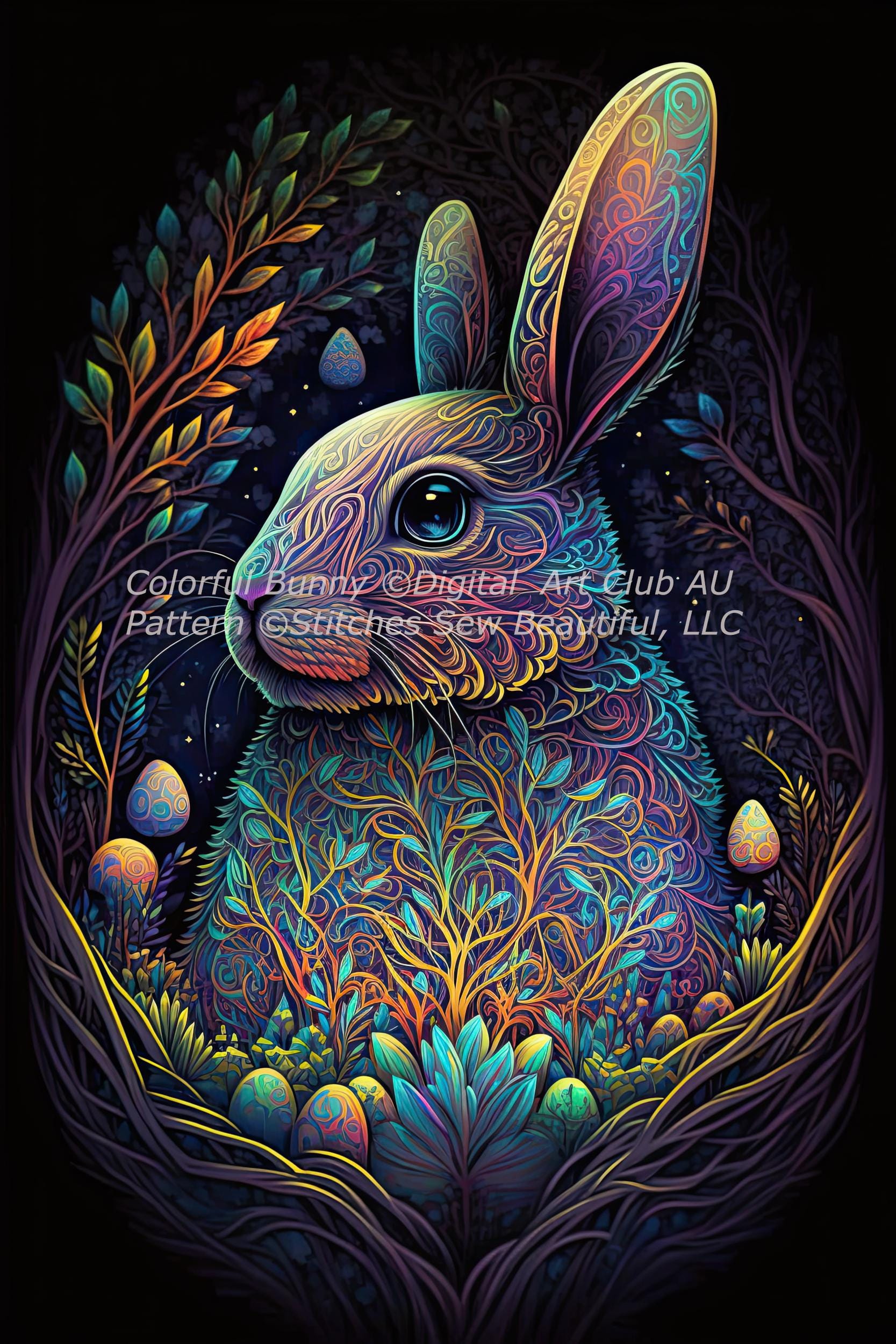 Colorful Bunny cross stitch pattern by Digital Art Club AU