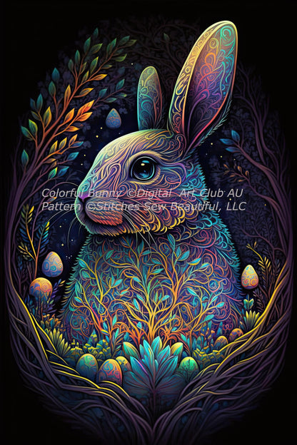 Colorful Bunny cross stitch pattern by Digital Art Club AU