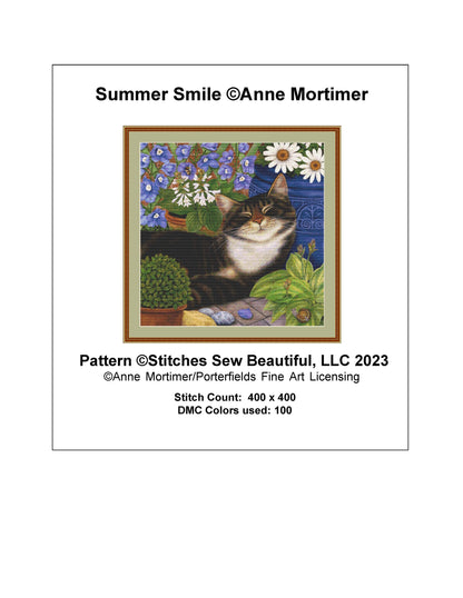 Summer Smile cross stitch pattern by Anne Mortimer/Porterfields Fine Art Licensing