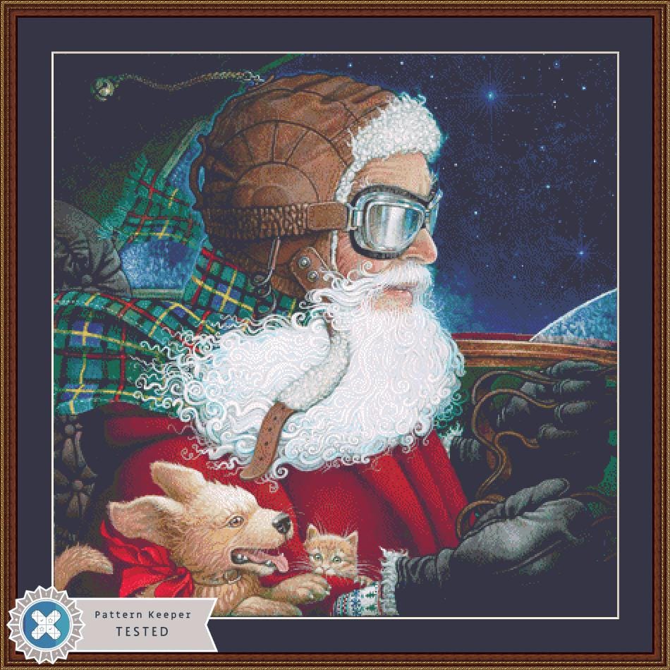 Saint Nick in His Sleigh counted cross stitch pattern by Richard Jesse Watson/Ansada Art Licensing Group, LLC