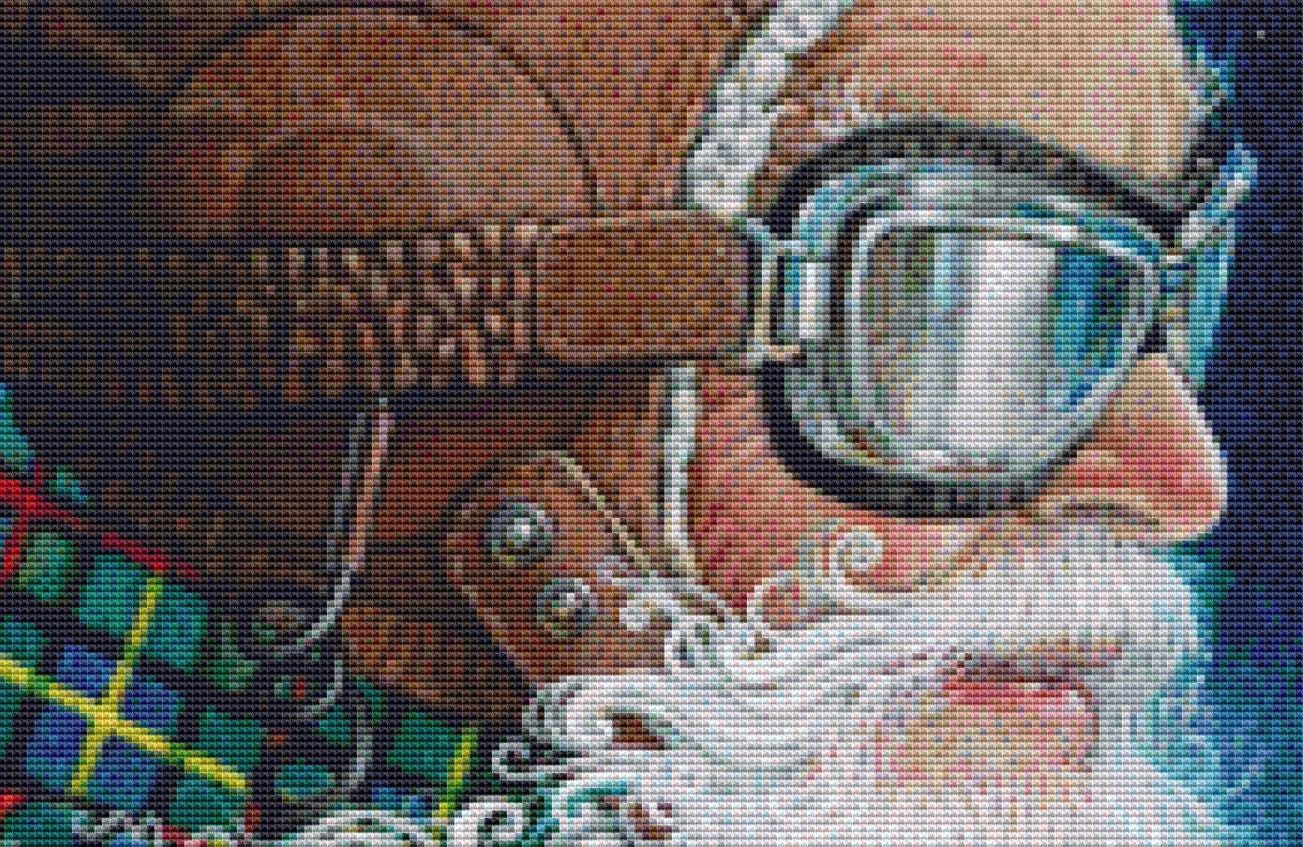 Saint Nick in His Sleigh counted cross stitch pattern by Richard Jesse Watson/Ansada Art Licensing Group, LLC