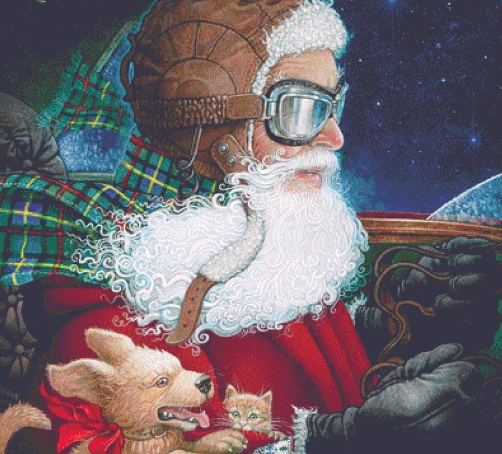 Saint Nick in His Sleigh counted cross stitch pattern by Richard Jesse Watson/Ansada Art Licensing Group, LLC