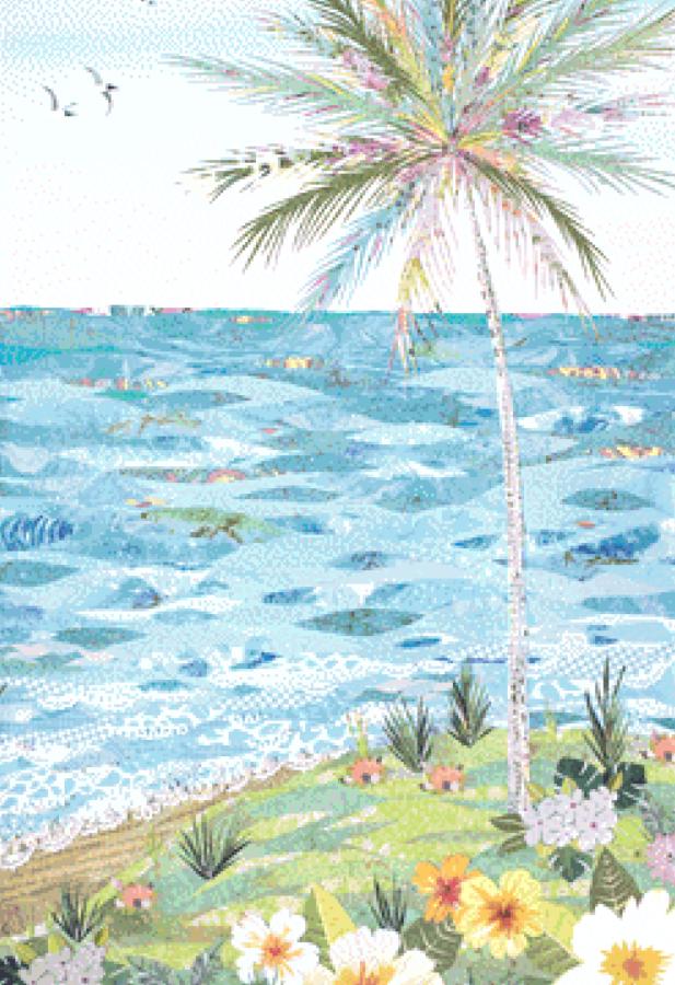 Don't Worry Beach Happy counted cross stitch pattern by Jennifer Peck/Ansada Art Licensing Group, LLC