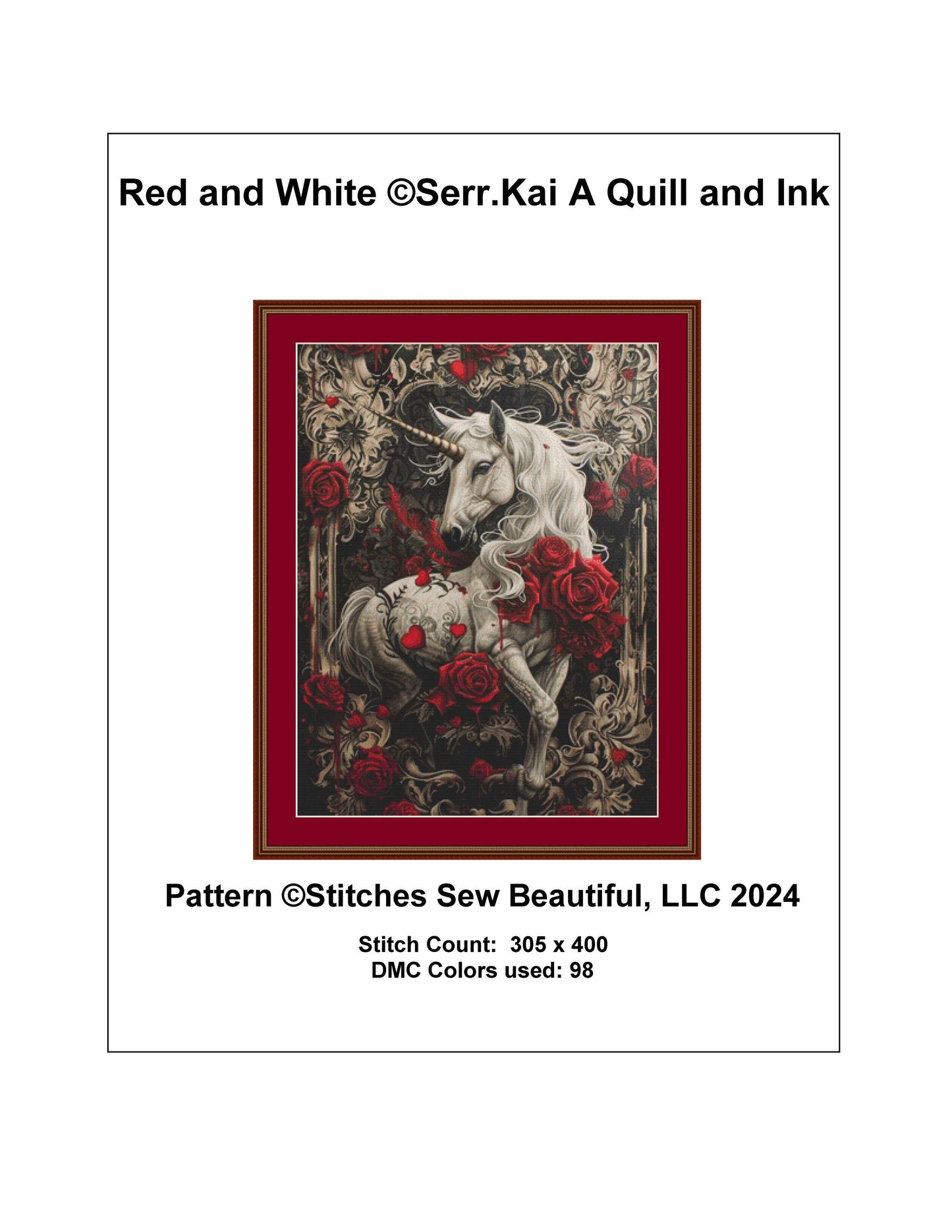 Red and White cross stitch pattern by Serr.Kai A Quill and Ink