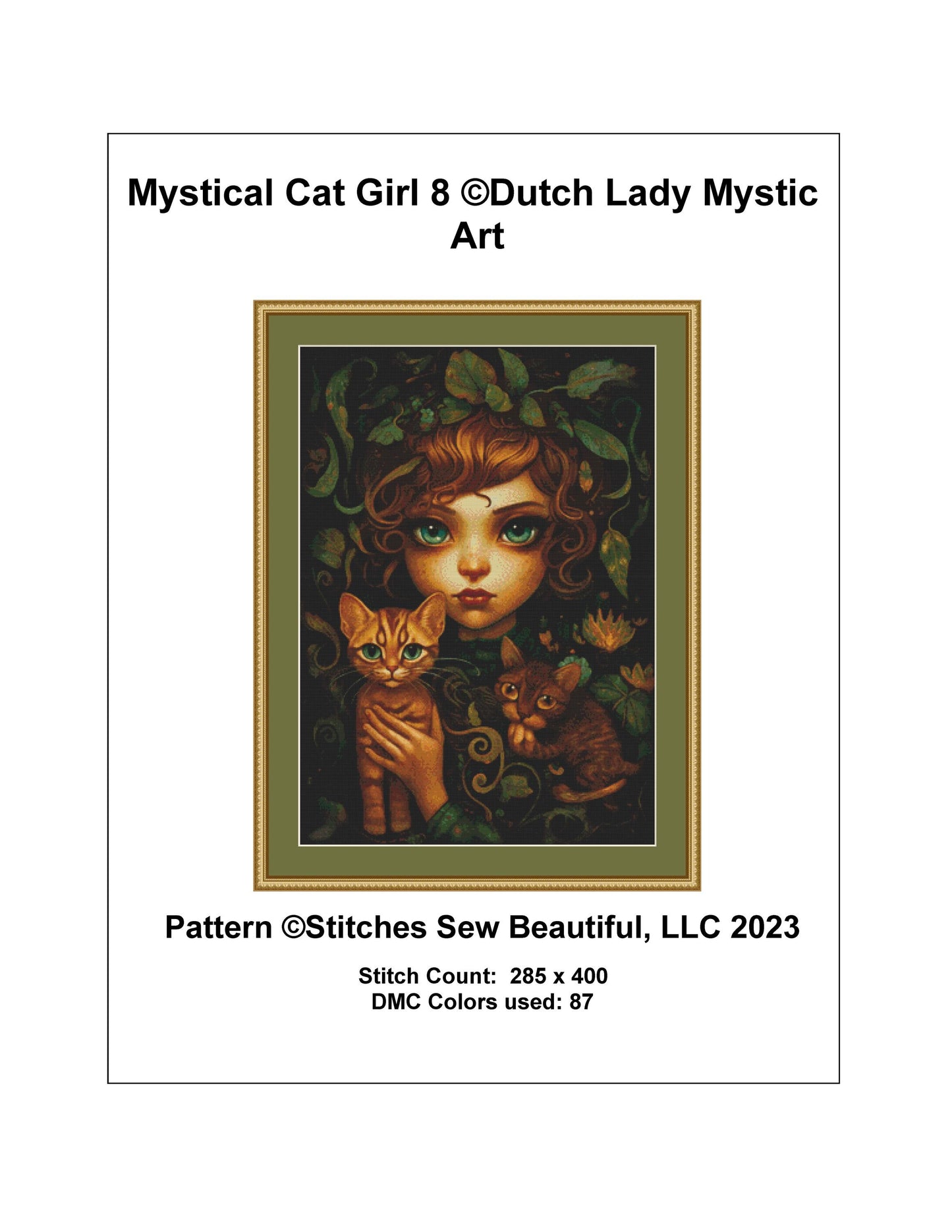 Mystical Cat Girl 8 cross stitch pattern by DutchLadyMysticArt