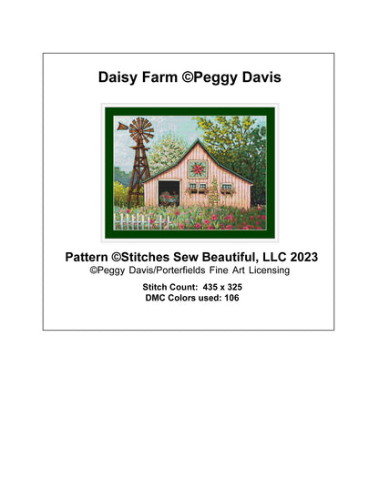 Daisy Farm cross stitch pattern by Peggy Davis/Porterfields Fine Art Licensing