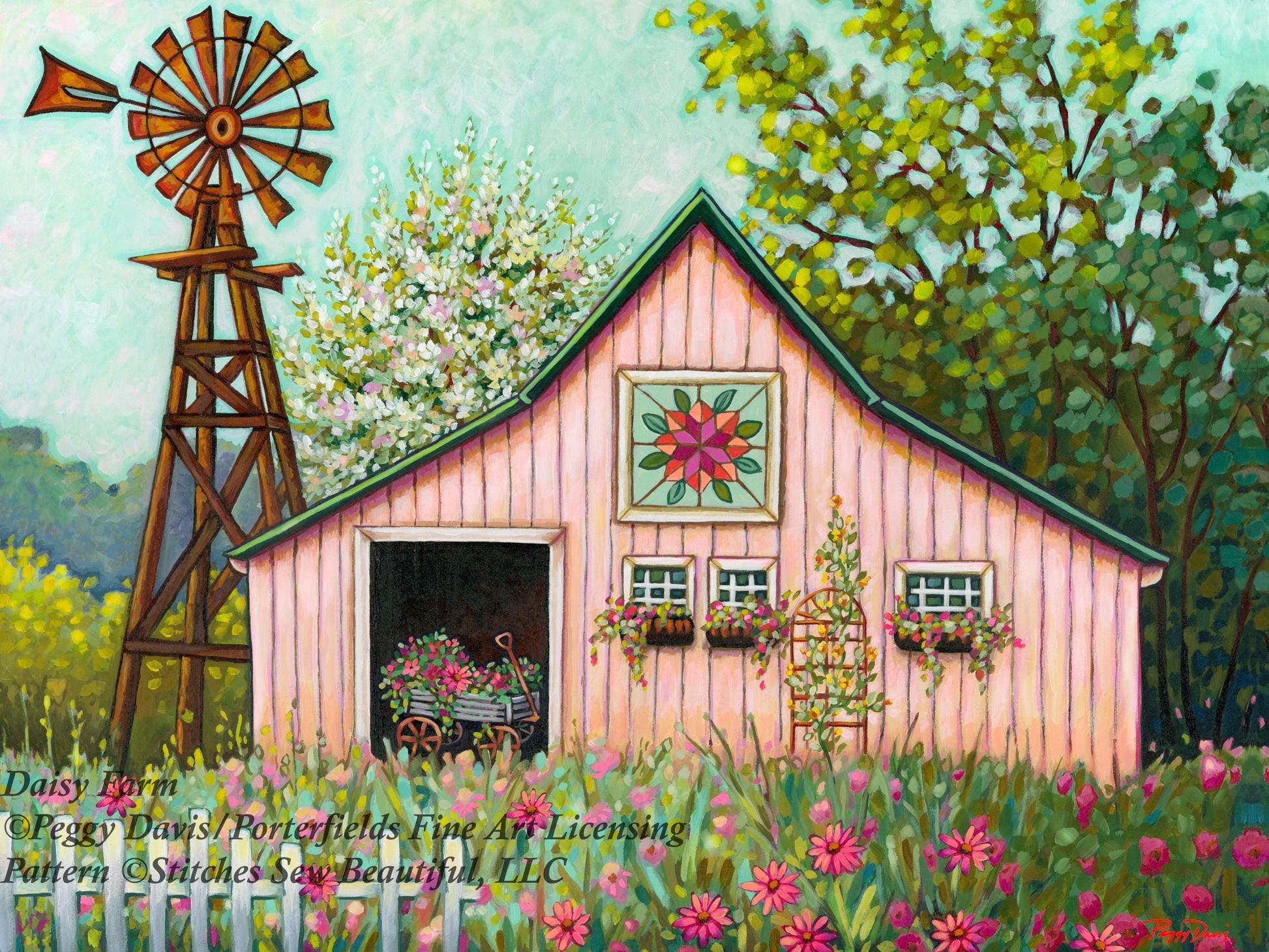 Daisy Farm cross stitch pattern by Peggy Davis/Porterfields Fine Art Licensing