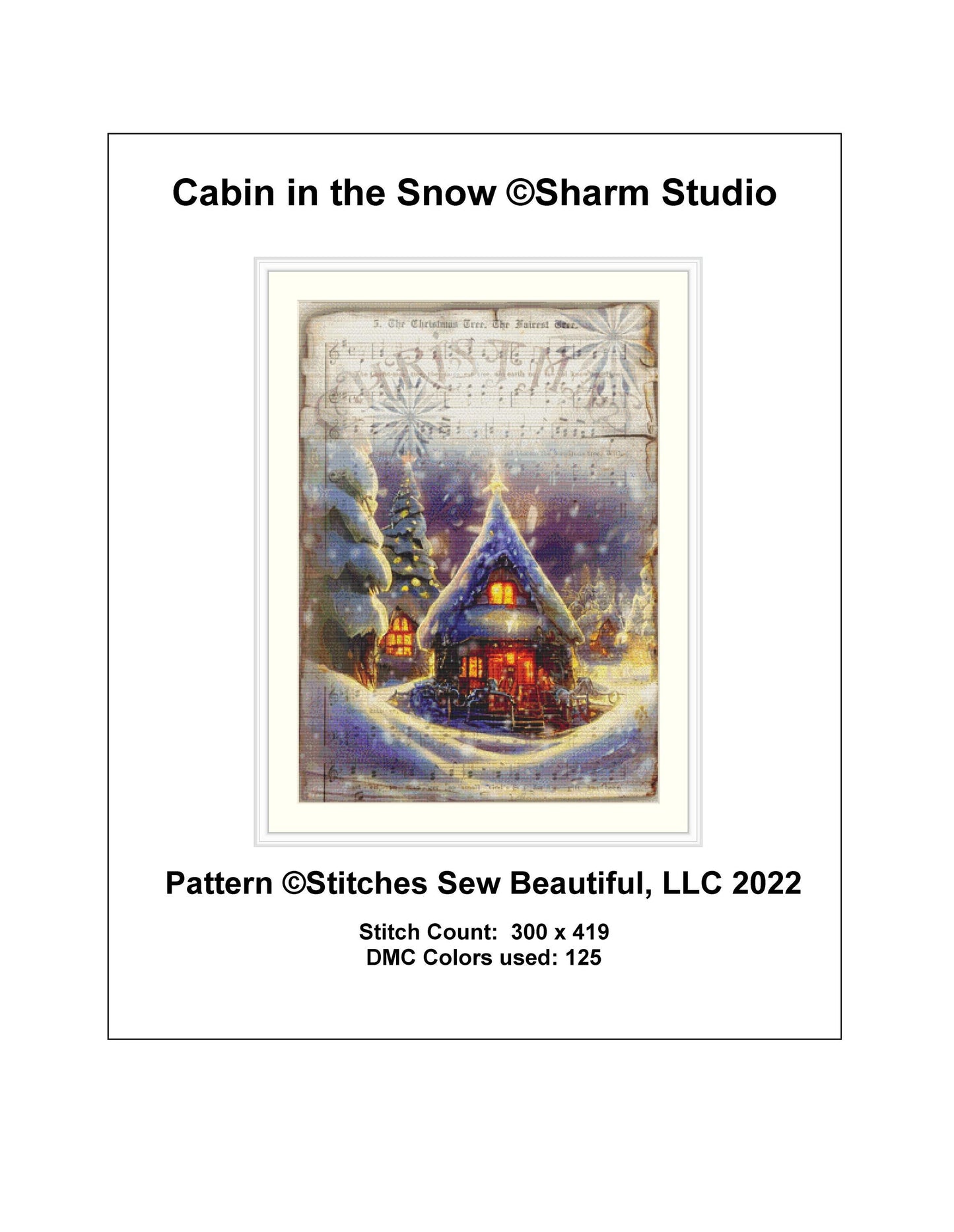 Cabin in the Snow counted cross stitch pattern by SharmStudio