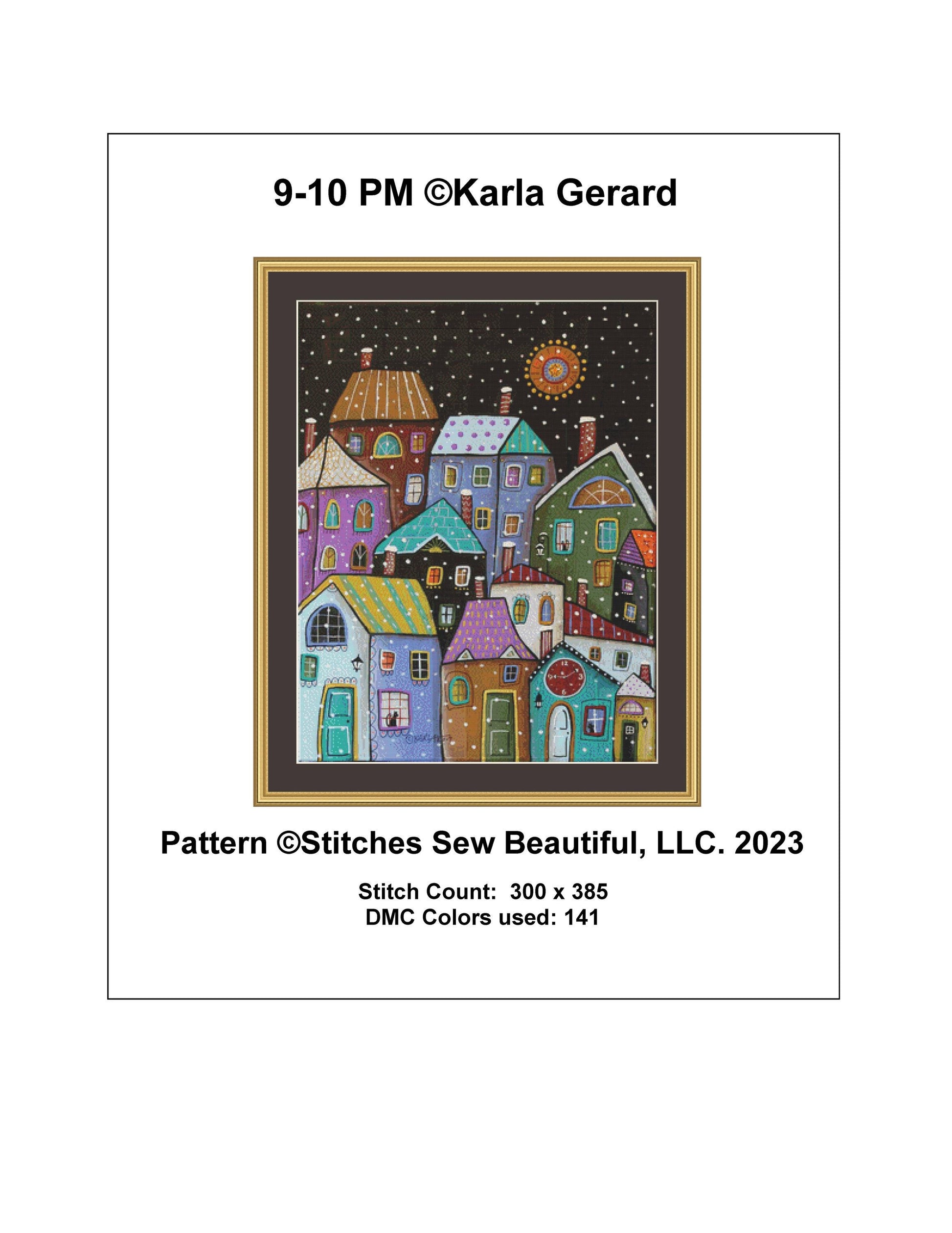 9-10 PM counted cross stitch pattern by Karla Gerard