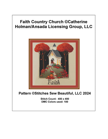 Faith Country cross stitch pattern by Catherine Holman/Ansada Art Licensing Group, LLC.
