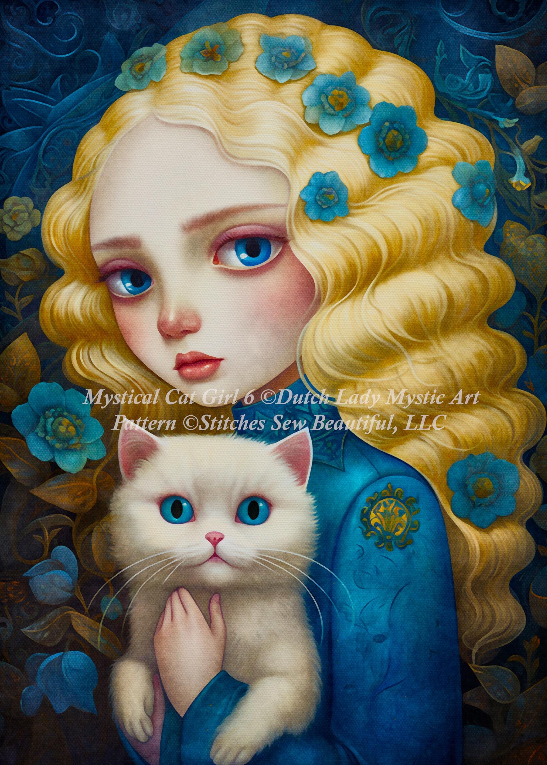 Mystical Cat Girl 6 cross stitch pattern by DutchLadyMysticArt