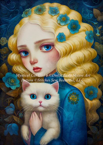 Mystical Cat Girl 6 cross stitch pattern by DutchLadyMysticArt