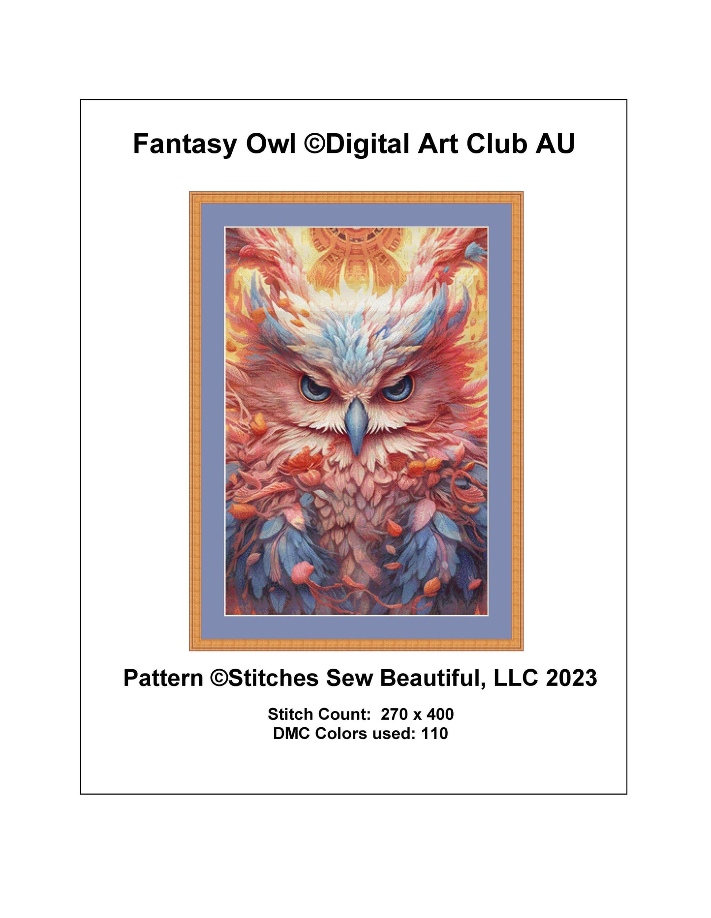 Fantasy Owl cross stitch pattern by DigitalArtClubAU
