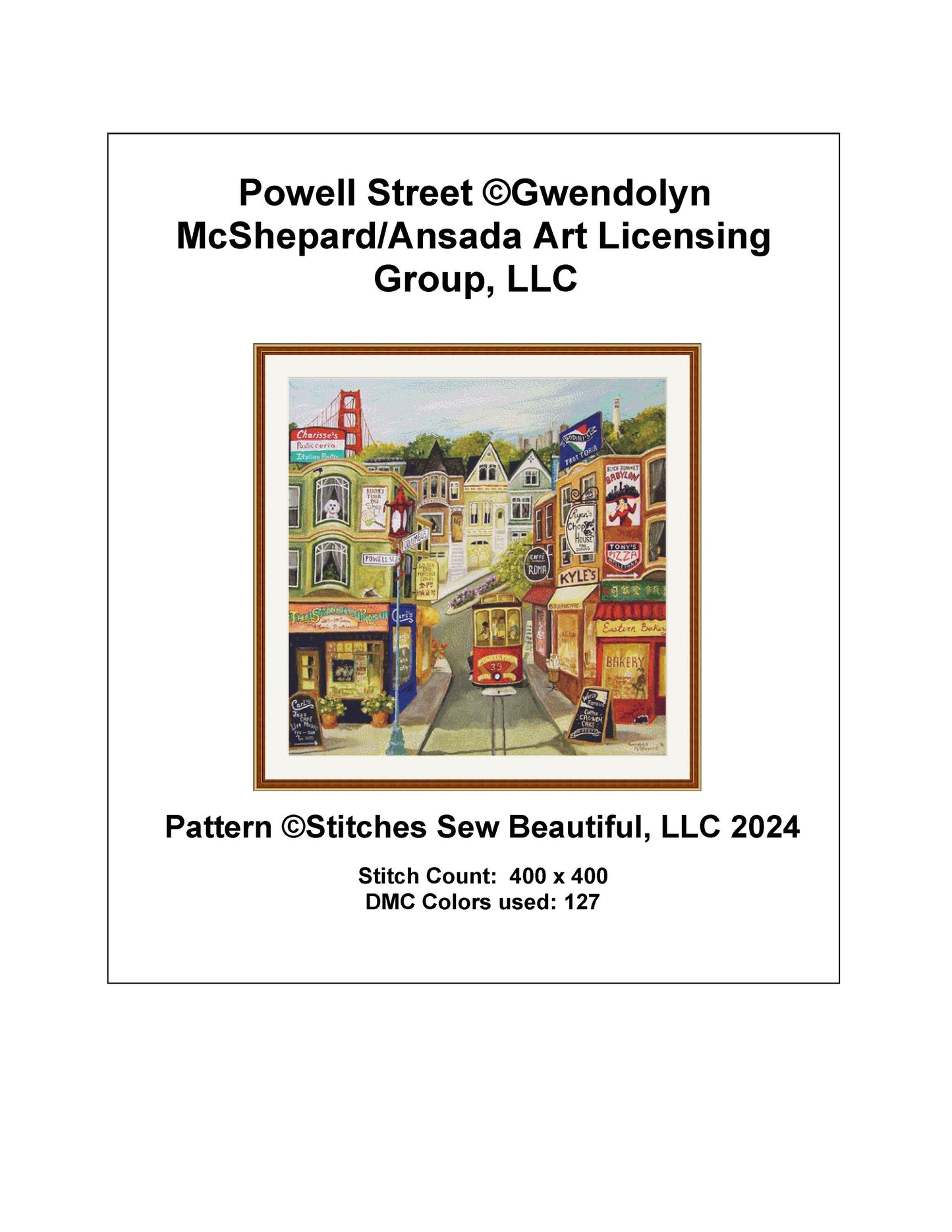 Powell Street counted cross stitch pattern by Gwendolyn McShepard/Ansada Art Licensing Group, LLC