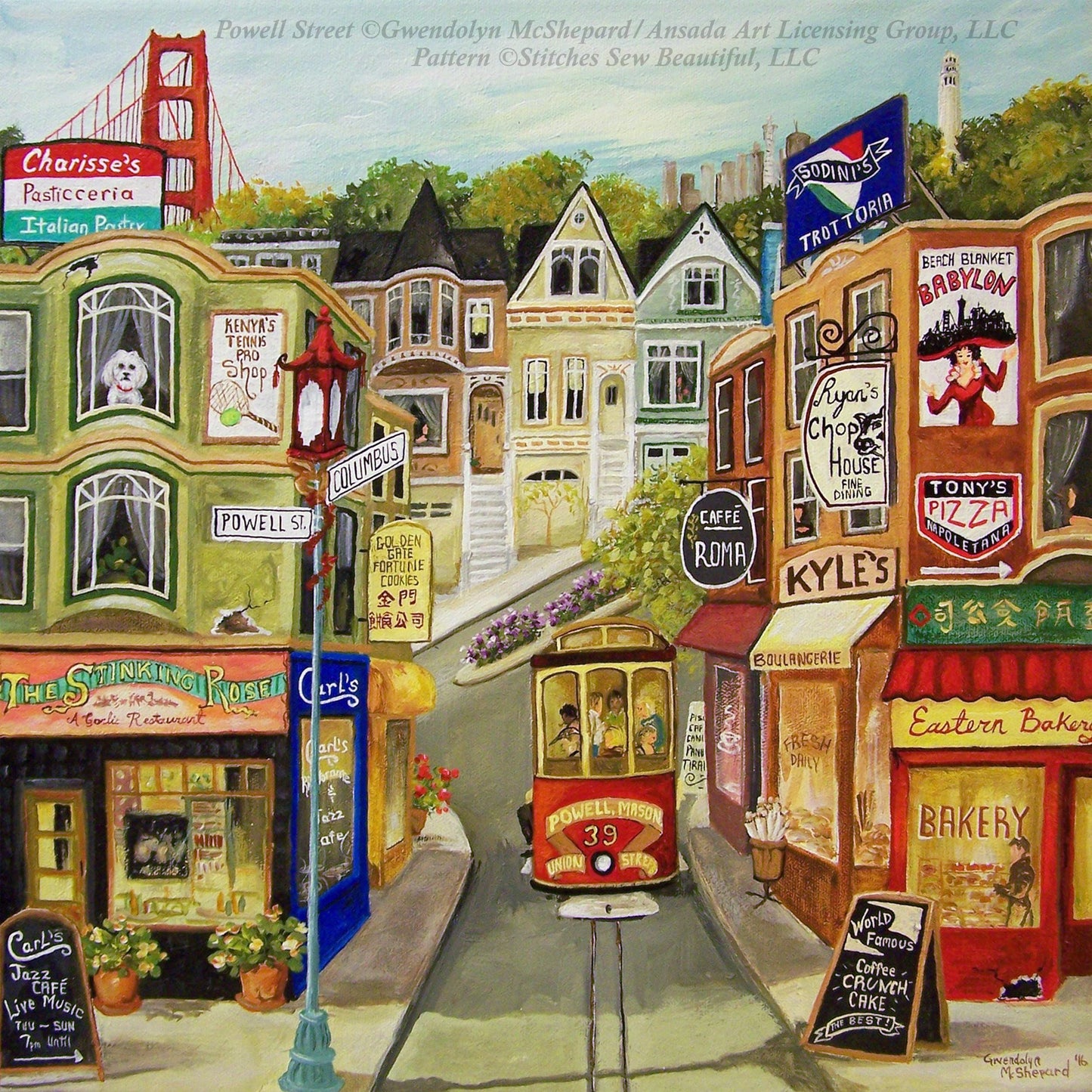 Powell Street counted cross stitch pattern by Gwendolyn McShepard/Ansada Art Licensing Group, LLC