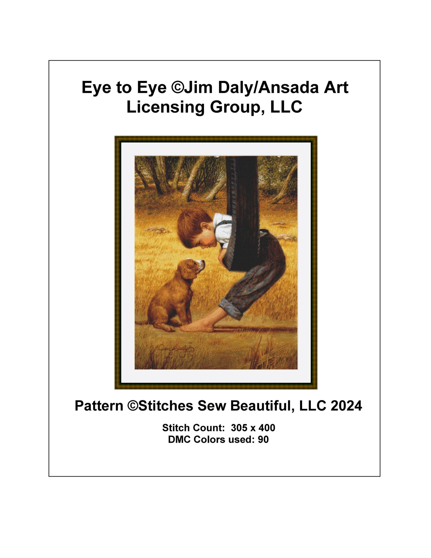Eye to Eye counted cross stitch pattern by Jim Daly/Ansada Art Licensing Group, LLC